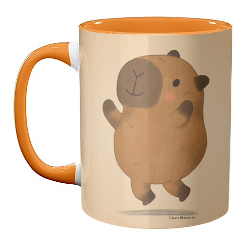 Capybara jumping - unique mug by Juliana Motzko