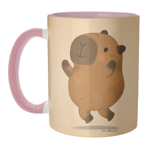 Capybara jumping - unique mug by Juliana Motzko