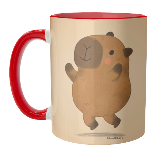 Capybara jumping - unique mug by Juliana Motzko