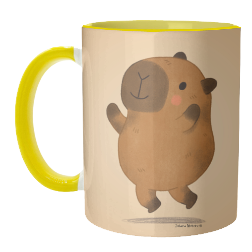 Capybara jumping - unique mug by Juliana Motzko