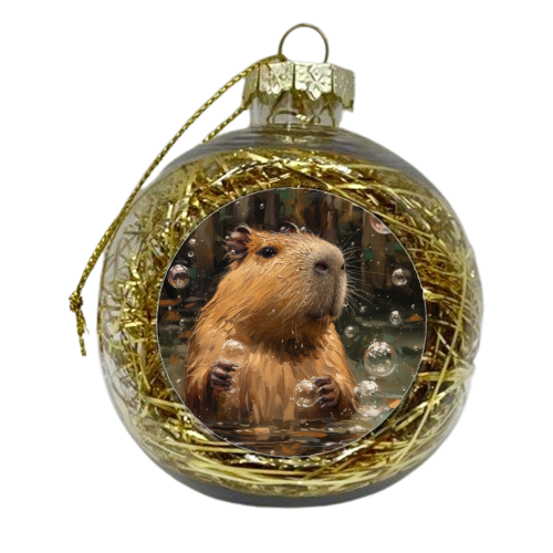 Capybara taking bath - xmas bauble by DejaReve