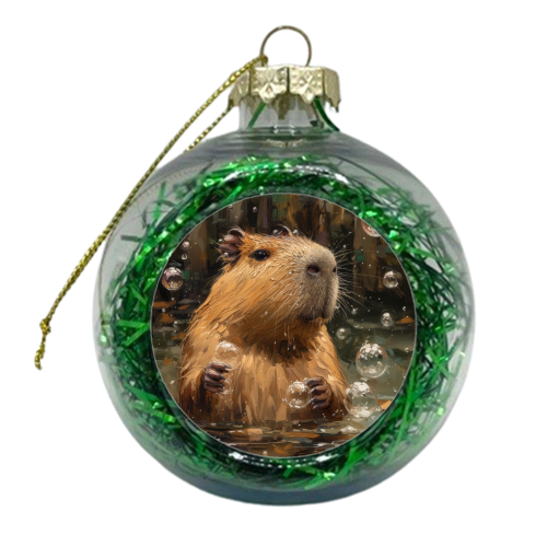 Capybara taking bath - xmas bauble by DejaReve