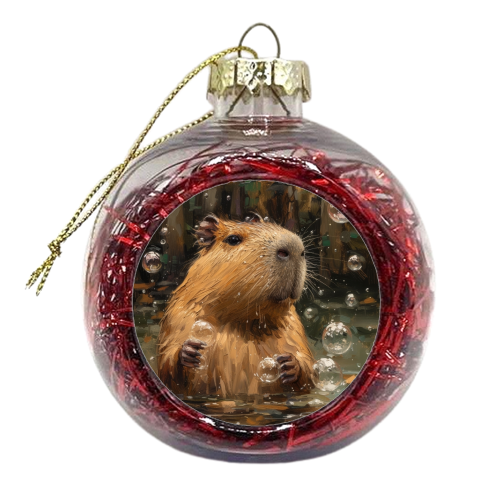 Capybara taking bath - xmas bauble by DejaReve