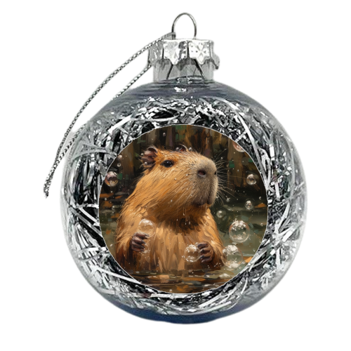 Capybara taking bath - xmas bauble by DejaReve