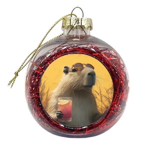 Capybara with lemonade - xmas bauble by DejaReve