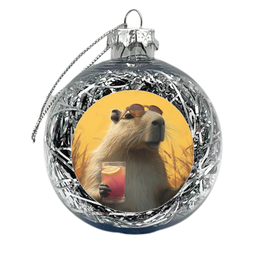 Capybara with lemonade - xmas bauble by DejaReve