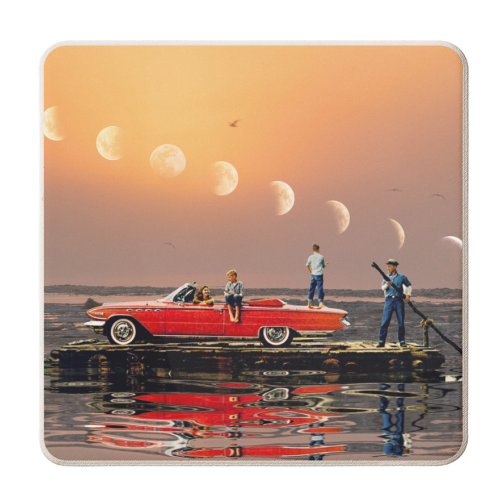 Car Over Water - personalised beer coaster by taudalpoi