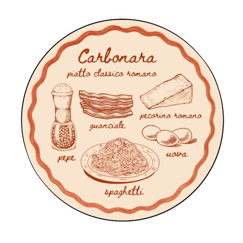 Carbonara - Circle Sticker by Ms Doodle