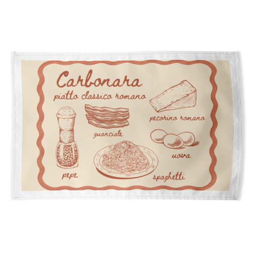 Carbonara - funny tea towel by Ms Doodle