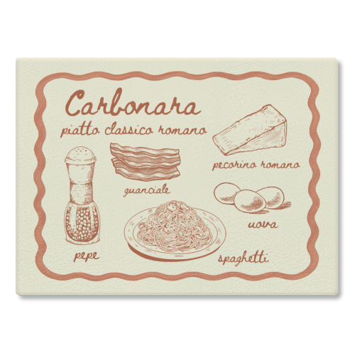 Carbonara - glass chopping board by Ms Doodle