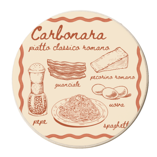 Carbonara - personalised beer coaster by Ms Doodle