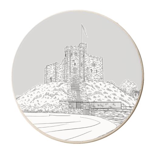 Cardiff Castle (Grey Background) - personalised beer coaster by Adam Regester