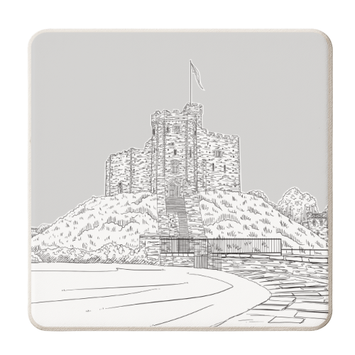 Cardiff Castle (Grey Background) - personalised beer coaster by Adam Regester