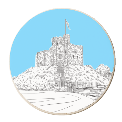 Cardiff Castle, Wales (Blue Version) - personalised beer coaster by Adam Regester