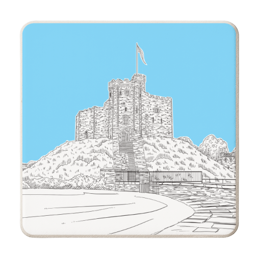 Cardiff Castle, Wales (Blue Version) - personalised beer coaster by Adam Regester