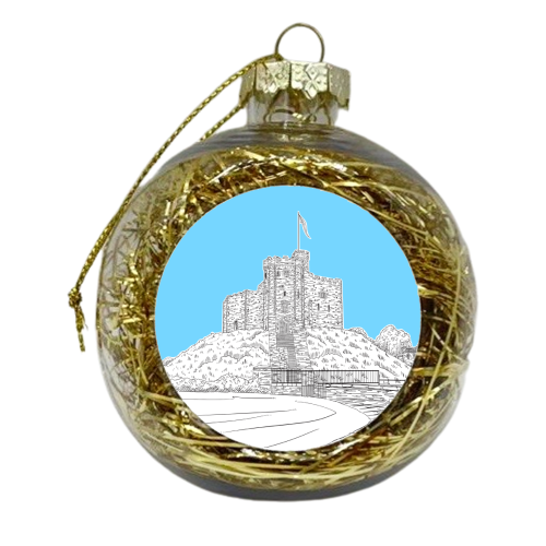 Cardiff Castle, Wales (Blue Version) - xmas bauble by Adam Regester