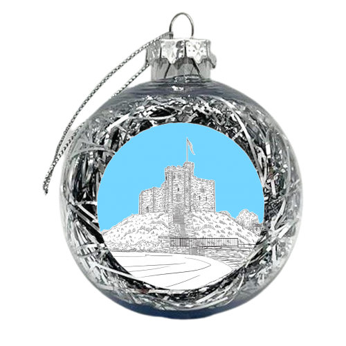 Cardiff Castle, Wales (Blue Version) - xmas bauble by Adam Regester