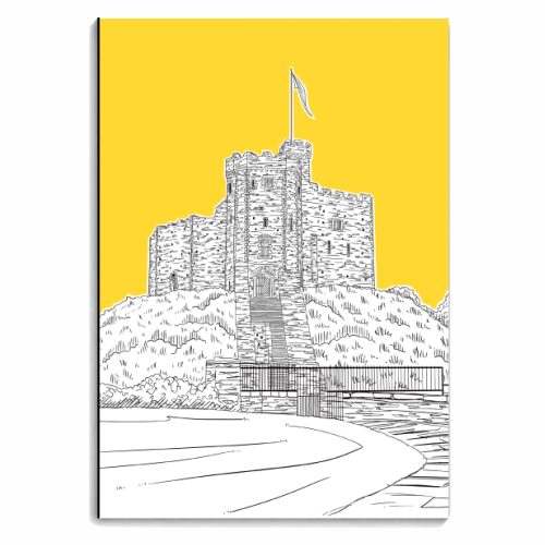 Cardiff Castle, Wales (Yellow Colour Pop) - personalised A4, A5, A6 notebook by Adam Regester