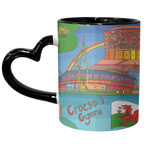 Cardiff in Bright Colours - unique mug by Julie Littler