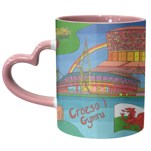Cardiff in Bright Colours - unique mug by Julie Littler