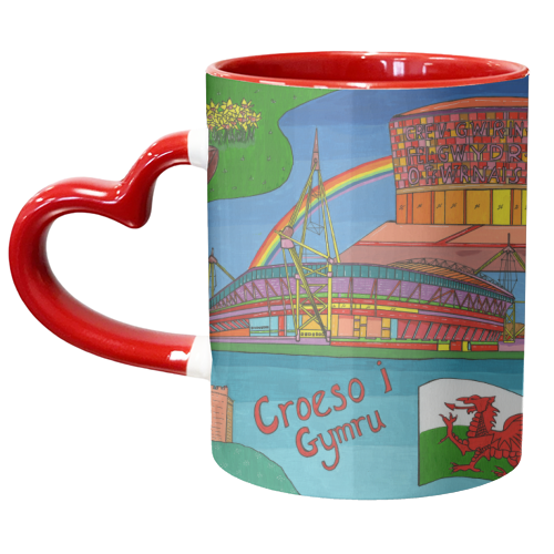 Cardiff in Bright Colours - unique mug by Julie Littler
