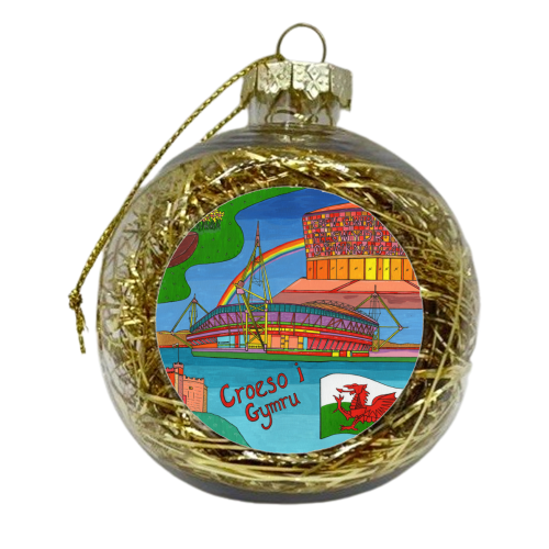 Cardiff in Bright Colours - xmas bauble by Julie Littler