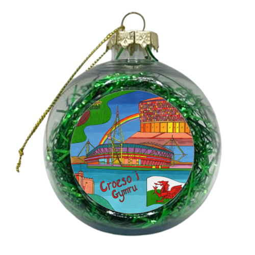 Cardiff in Bright Colours - xmas bauble by Julie Littler