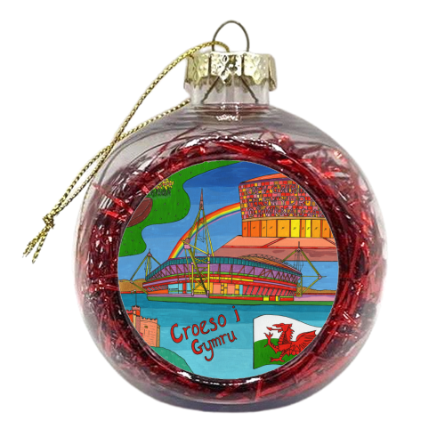 Cardiff in Bright Colours - xmas bauble by Julie Littler