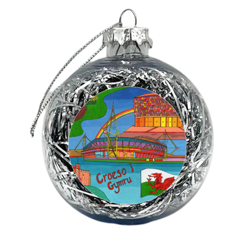 Cardiff in Bright Colours - xmas bauble by Julie Littler