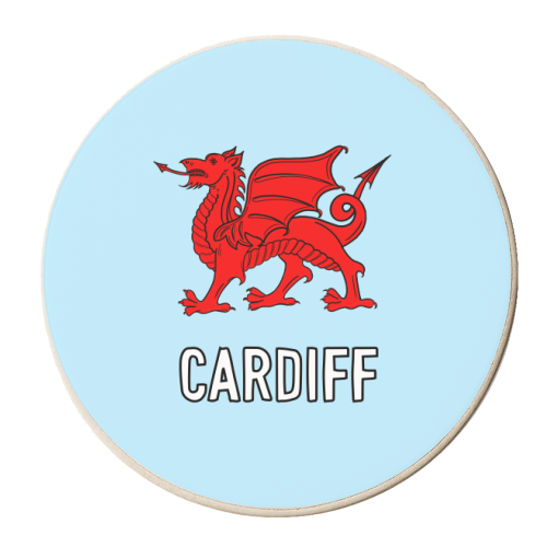 Cardiff (Red Welsh Dragon On Blue) - personalised beer coaster by Adam Regester