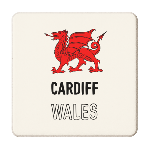 Cardiff (Wales) Red Dragon - personalised beer coaster by Adam Regester
