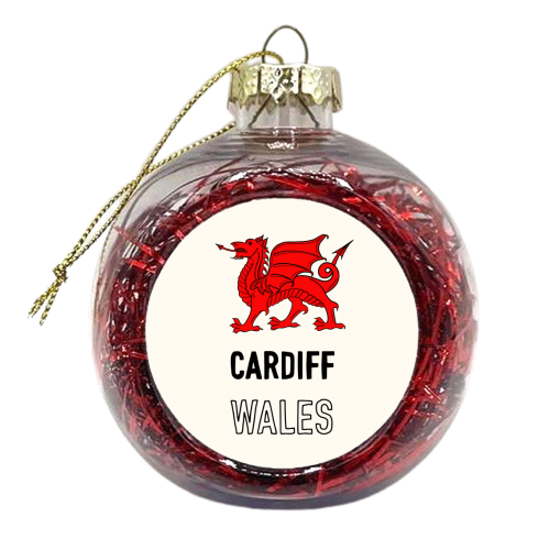 Cardiff (Wales) Red Dragon - xmas bauble by Adam Regester