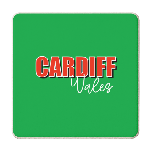 Cardiff Wales (Red & Green) - personalised beer coaster by Adam Regester