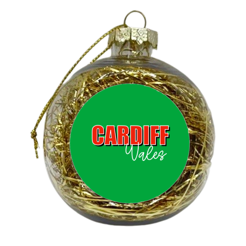 Cardiff Wales (Red & Green) - xmas bauble by Adam Regester