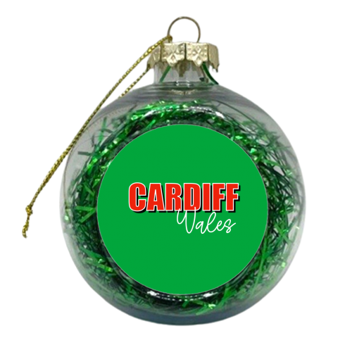 Cardiff Wales (Red & Green) - xmas bauble by Adam Regester
