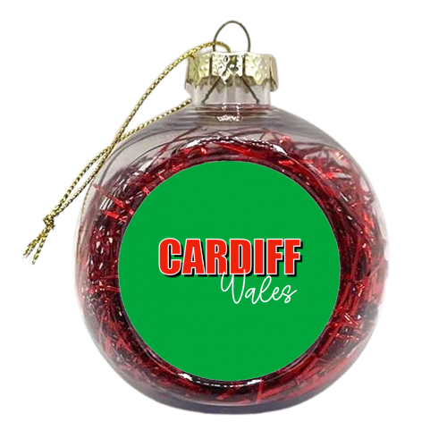 Cardiff Wales (Red & Green) - xmas bauble by Adam Regester