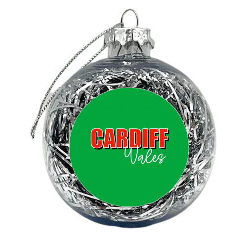 Cardiff Wales (Red & Green) - xmas bauble by Adam Regester