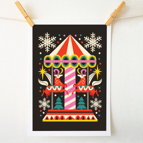 Carousel Christmas Geometric Design - A1 - A4 art print by AbiGoLucky