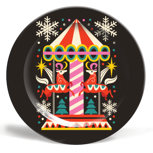 Carousel Christmas Geometric Design - ceramic dinner plate by AbiGoLucky