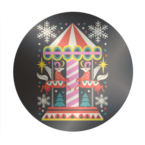 Carousel Christmas Geometric Design - Circle Sticker by AbiGoLucky