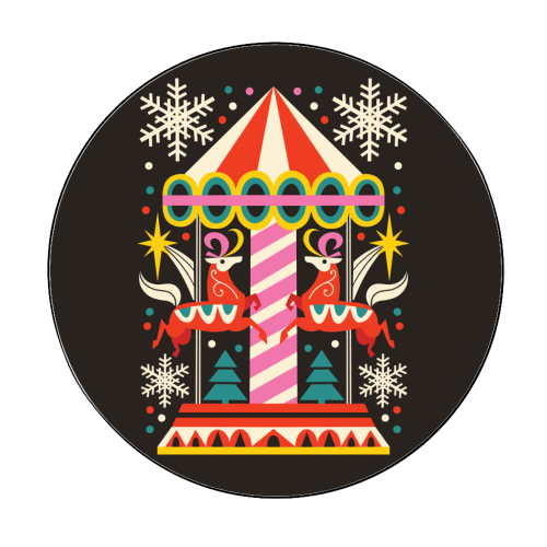 Carousel Christmas Geometric Design - Circle Sticker by AbiGoLucky
