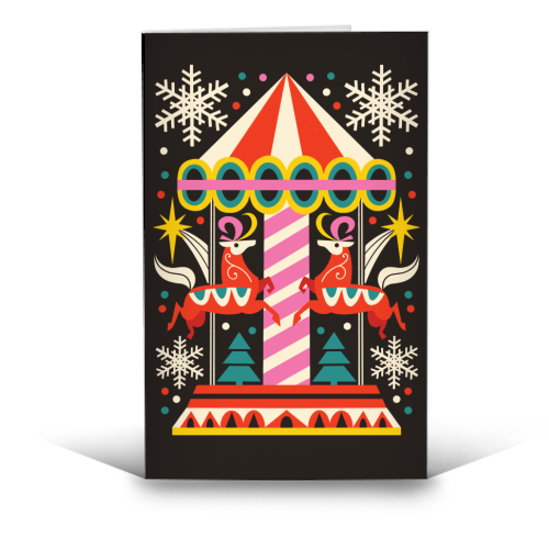 Carousel Christmas Geometric Design - funny greeting card by AbiGoLucky