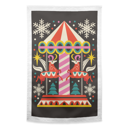 Carousel Christmas Geometric Design - funny tea towel by AbiGoLucky