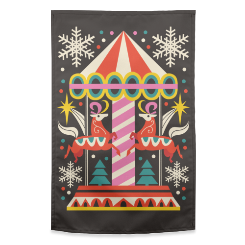 Carousel Christmas Geometric Design - funny tea towel by AbiGoLucky