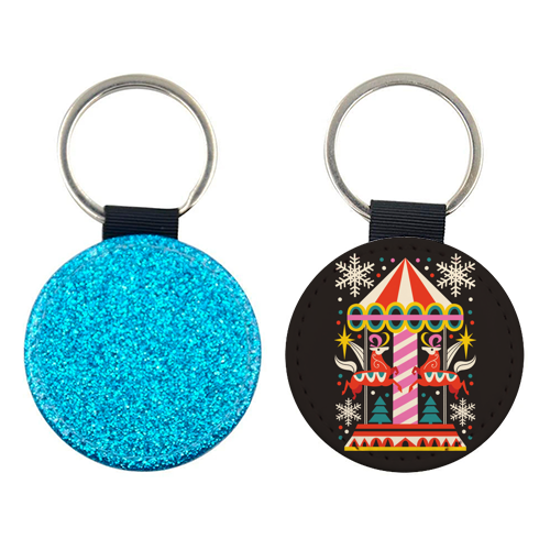 Carousel Christmas Geometric Design - keyring by AbiGoLucky