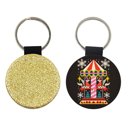Carousel Christmas Geometric Design - keyring by AbiGoLucky