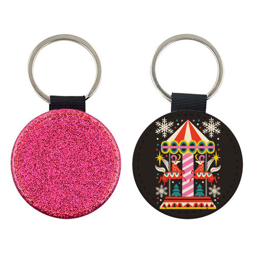 Carousel Christmas Geometric Design - keyring by AbiGoLucky