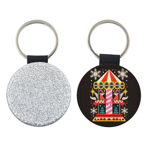 Carousel Christmas Geometric Design - keyring by AbiGoLucky