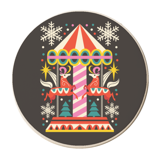 Carousel Christmas Geometric Design - personalised beer coaster by AbiGoLucky
