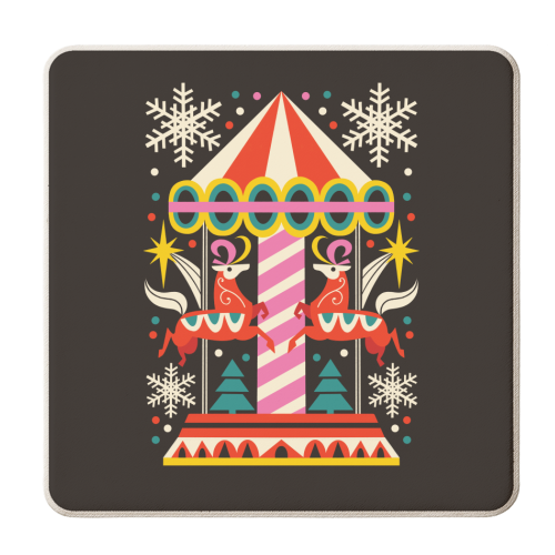 Carousel Christmas Geometric Design - personalised beer coaster by AbiGoLucky